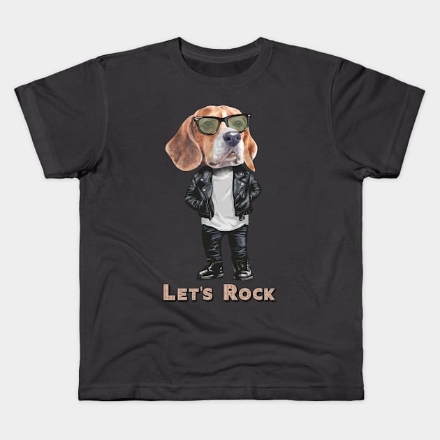 Beagle - let's Rock Kids T-Shirt by obodo